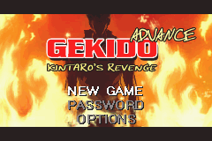 Gekido Advance: Kintaro's Revenge title screen for GameBoy Advance